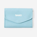 monogrammed travel jewelry organizer in light blue handwriting