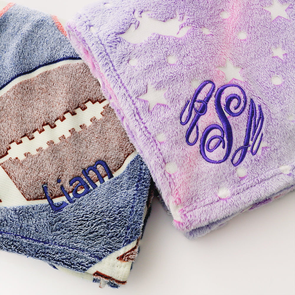 unicorn and sports balls monogrammed blankets