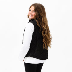 youth back view of puffer vest