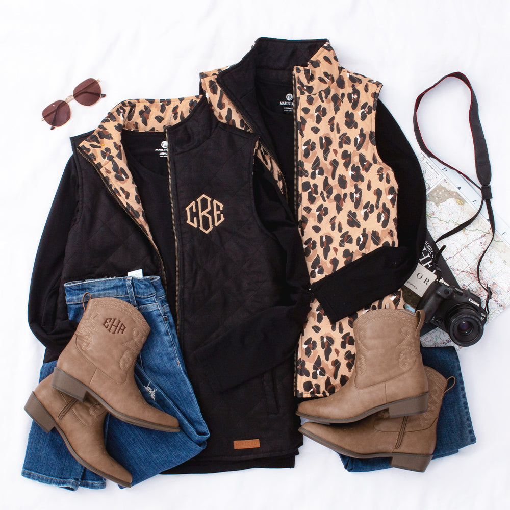 Personalized Ladies Reversible Plaid Vest - Marleylilly