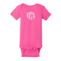 monogrammed baby pink onesie