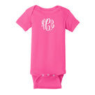 Monogrammed Baby Short Sleeve Bodysuit | Hot Pink