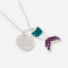 Monogrammed Girls Mermaid Necklace | Silver