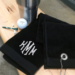 Monogrammed Golf Towel | Black