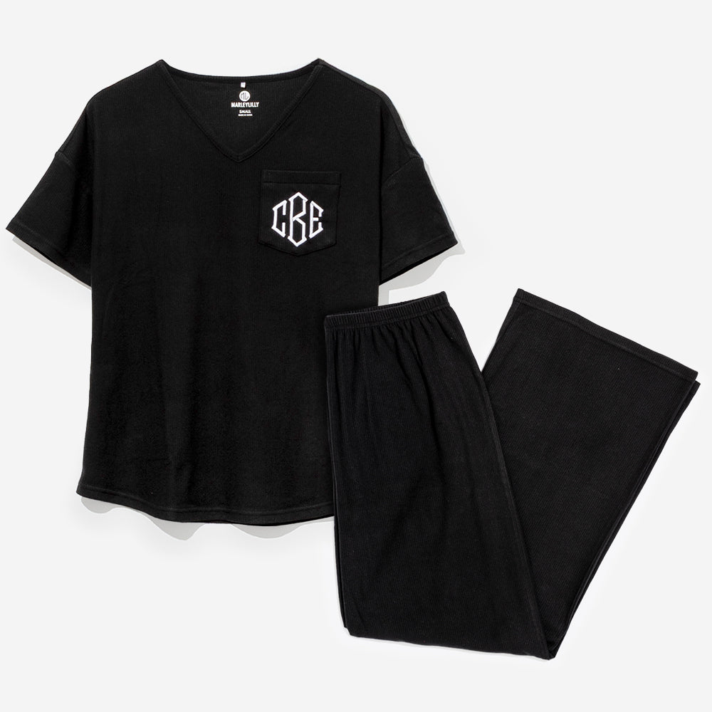 personalized pajamas in black