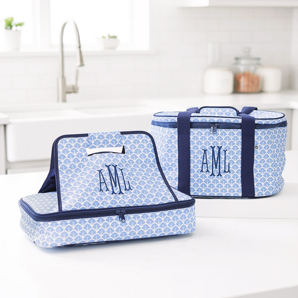 blue shells casserole carrier with slow cooker carrier