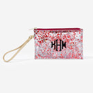 Monogrammed Glitter Wristlet Pouch | Crimson