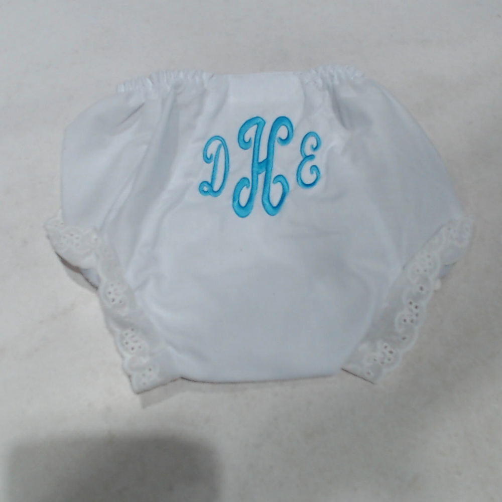 BLOOPER KIDS: Monogrammed White Eyelet Baby Bloomers