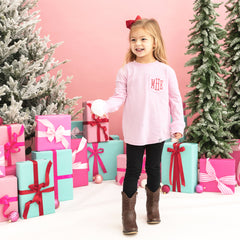 light pink kids christmas tree shirt