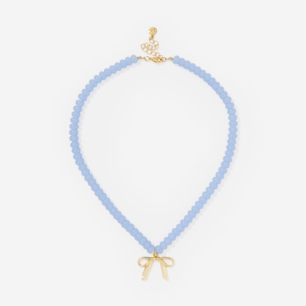 Beaded bow necklace