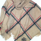 BLOOPER CLOTHING: Monogrammed Plaid Cowl Neck Poncho