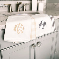 Monogrammed Hand towel set on sink