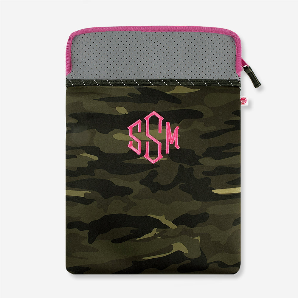 Monogrammed Neoprene Laptop Case in Camo