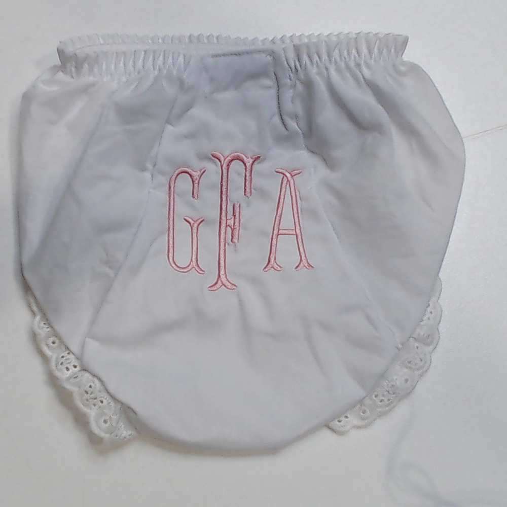 BLOOPER KIDS: Monogrammed White Eyelet Baby Bloomers
