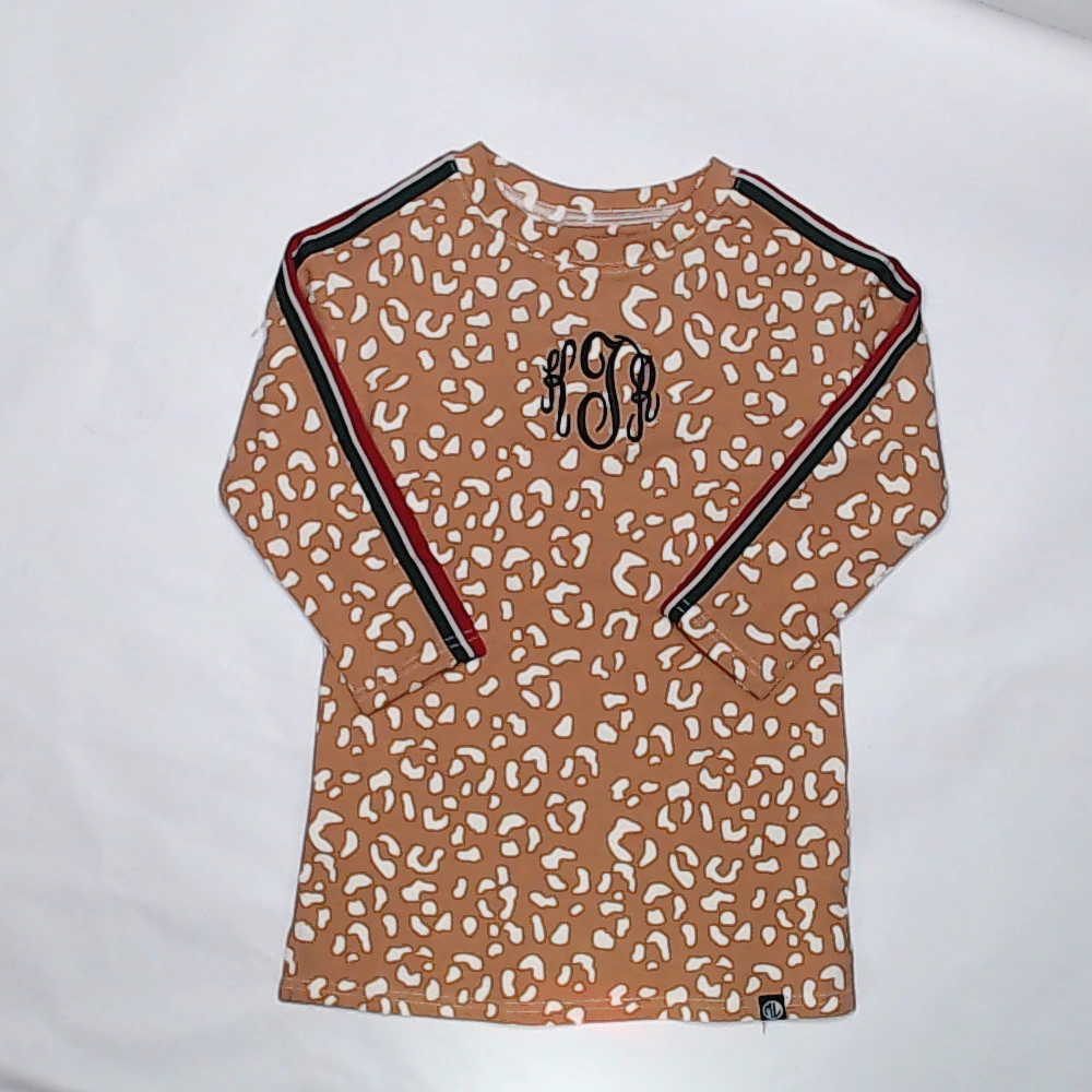 BLOOPER KIDS: Monogrammed Kids Striped Sleeve Dress