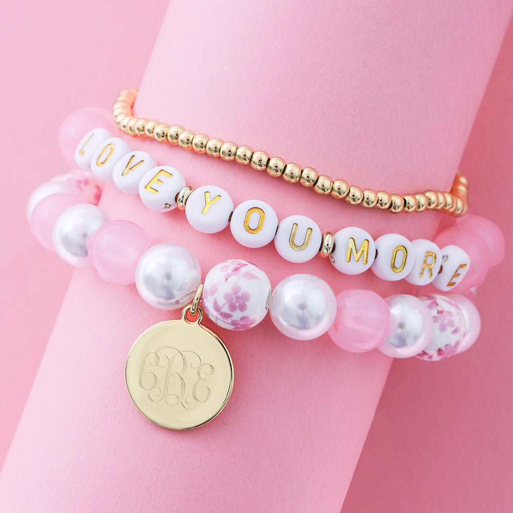 personalized love you more  stack bracelets