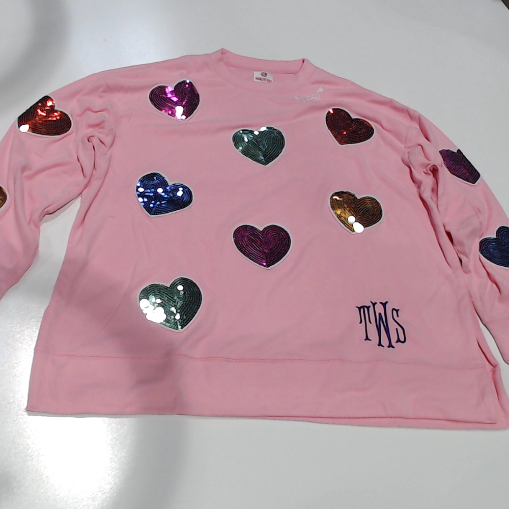 BLOOPER CLOTHING: Monogrammed Sequin Hearts Sweatshirt