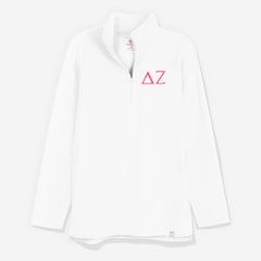 Delta Zeta Pullover Sweatshirt in White | Sorority Quarter Zip