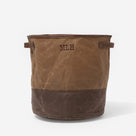Personalized Waxed Canvas Storage Basket | Brown