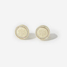 Monogrammed Pave Disc Earrings | Gold