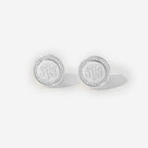 Monogrammed Pave Disc Earrings | Silver
