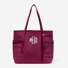 Monogrammed Pocket Tote Bag | Burgundy