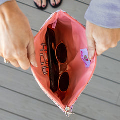 inside of wristlet pouch - coral floral