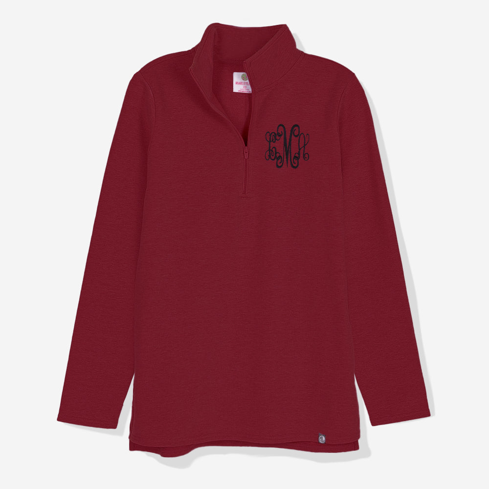 monogrammed crimson pullover sweatshirt