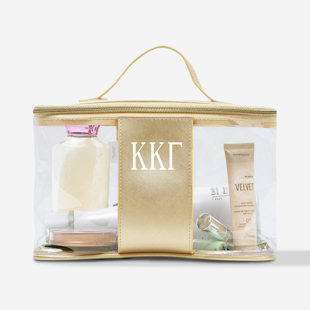 Kappa Kappa Gamma Clear Train Case | Monogrammed Sorority Travel Bag