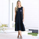 Monogrammed Tank Midi Dress | Black