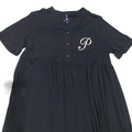 BLOOPER CLOTHING: Monogrammed Split Neck Gathered Dress