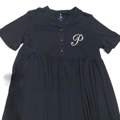 BLOOPER CLOTHING: Monogrammed Split Neck Gathered Dress