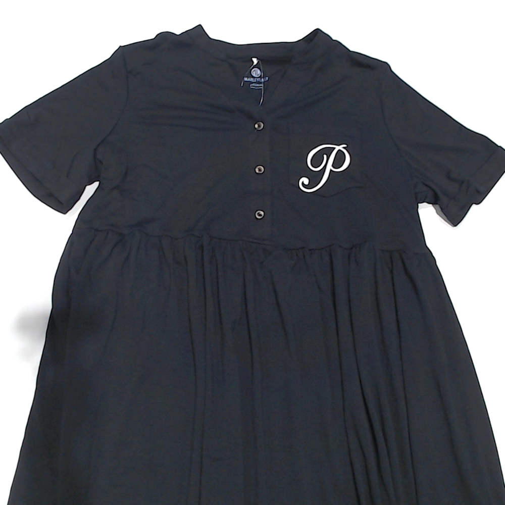 BLOOPER CLOTHING: Monogrammed Split Neck Gathered Dress