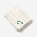 Zeta Tau Alpha Plush Blanket | Neutral Herringbone