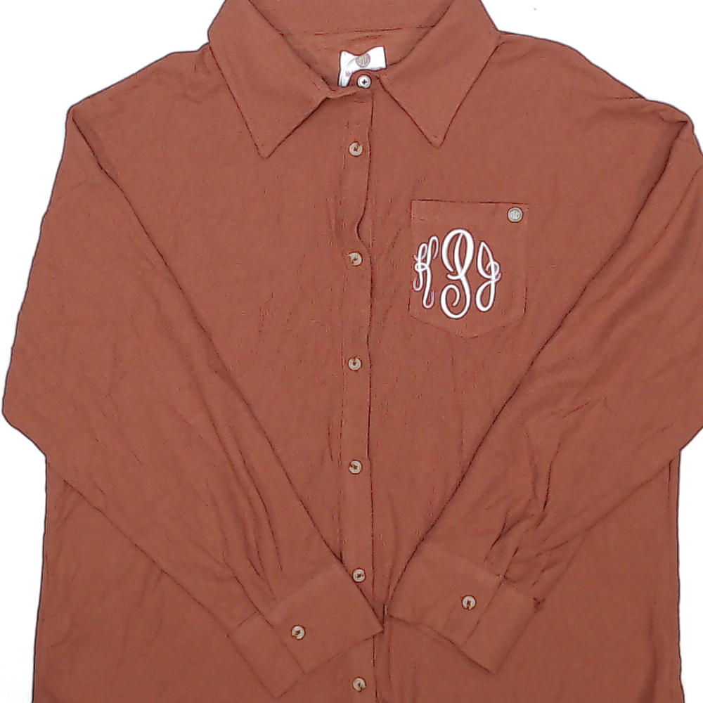 BLOOPER CLOTHING: Monogrammed Waffle Button Down Shirt