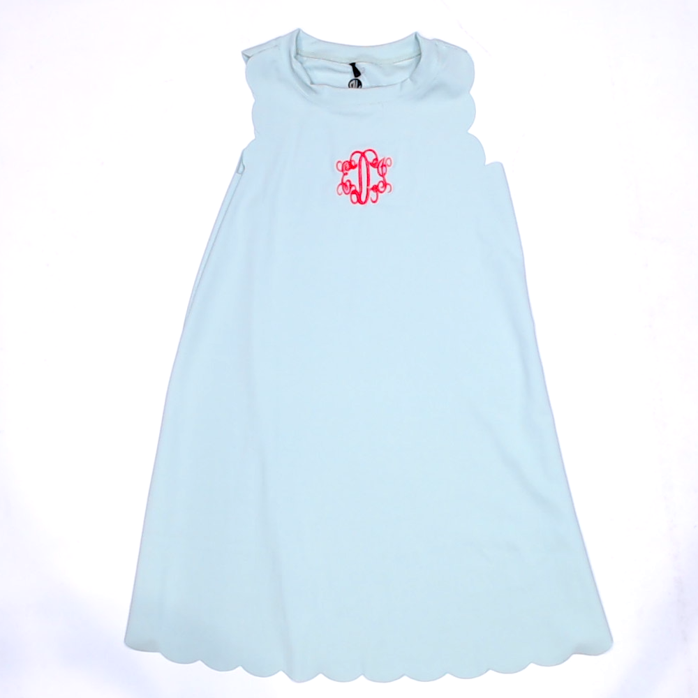 BLOOPER KIDS: Monogrammed Girls Scallop Dress