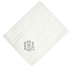 gray monogram - ivory monogrammed baby blanket