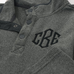 close up of charcoal bayview fleece