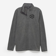 monogrammed bayview fleece in heathered charcoal