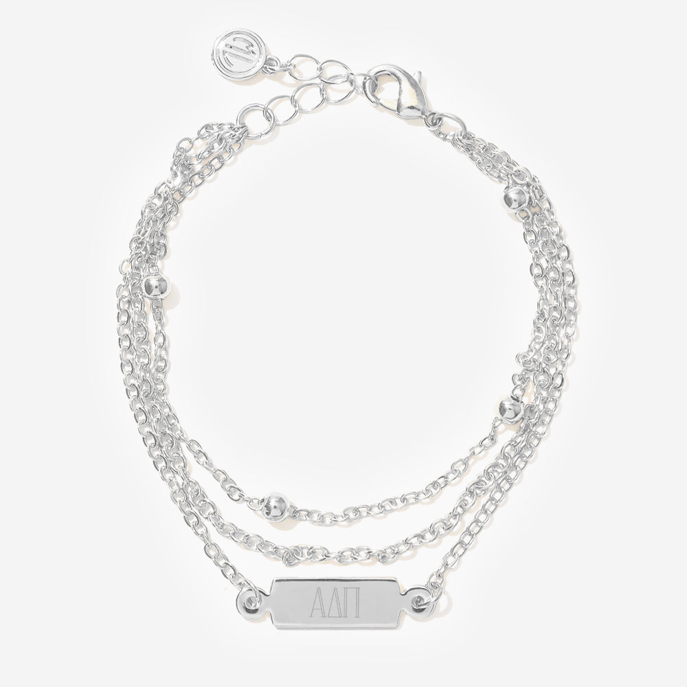 alpha delta pi silver multistrand bracelet