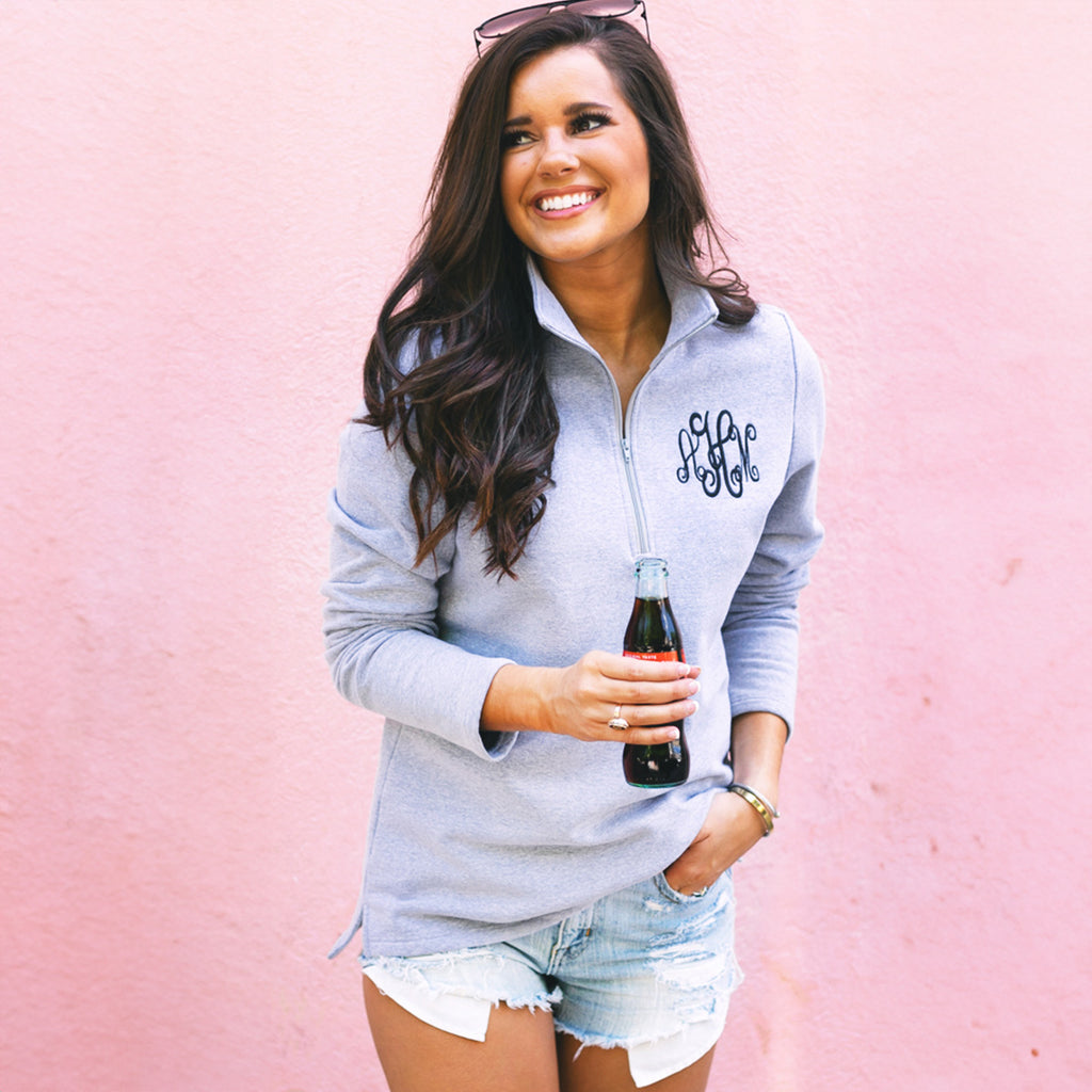 Name on Pullover Sweatshirt in heather gray