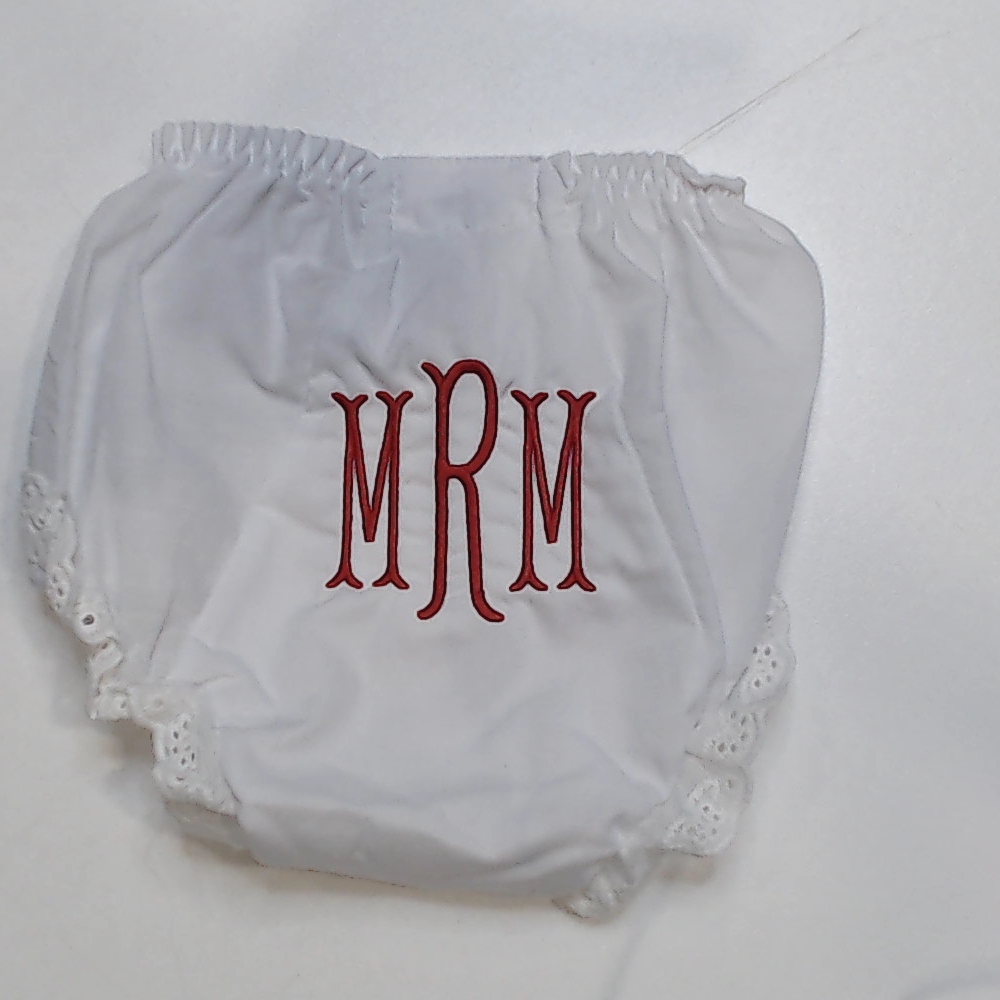 BLOOPER KIDS: Monogrammed White Eyelet Baby Bloomers
