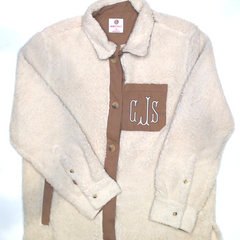 BLOOPER CLOTHING: Monogrammed Sherpa Shacket