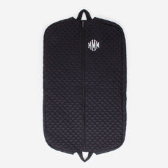 Monogrammed Diamond Quilted Garment Bag in Black