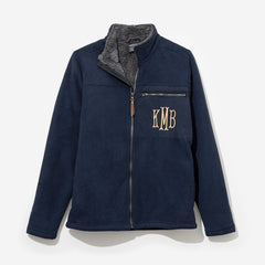 monogrammed field fleece jacket in navy