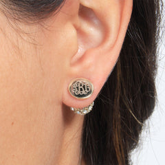 gold stud monogrammed earrings