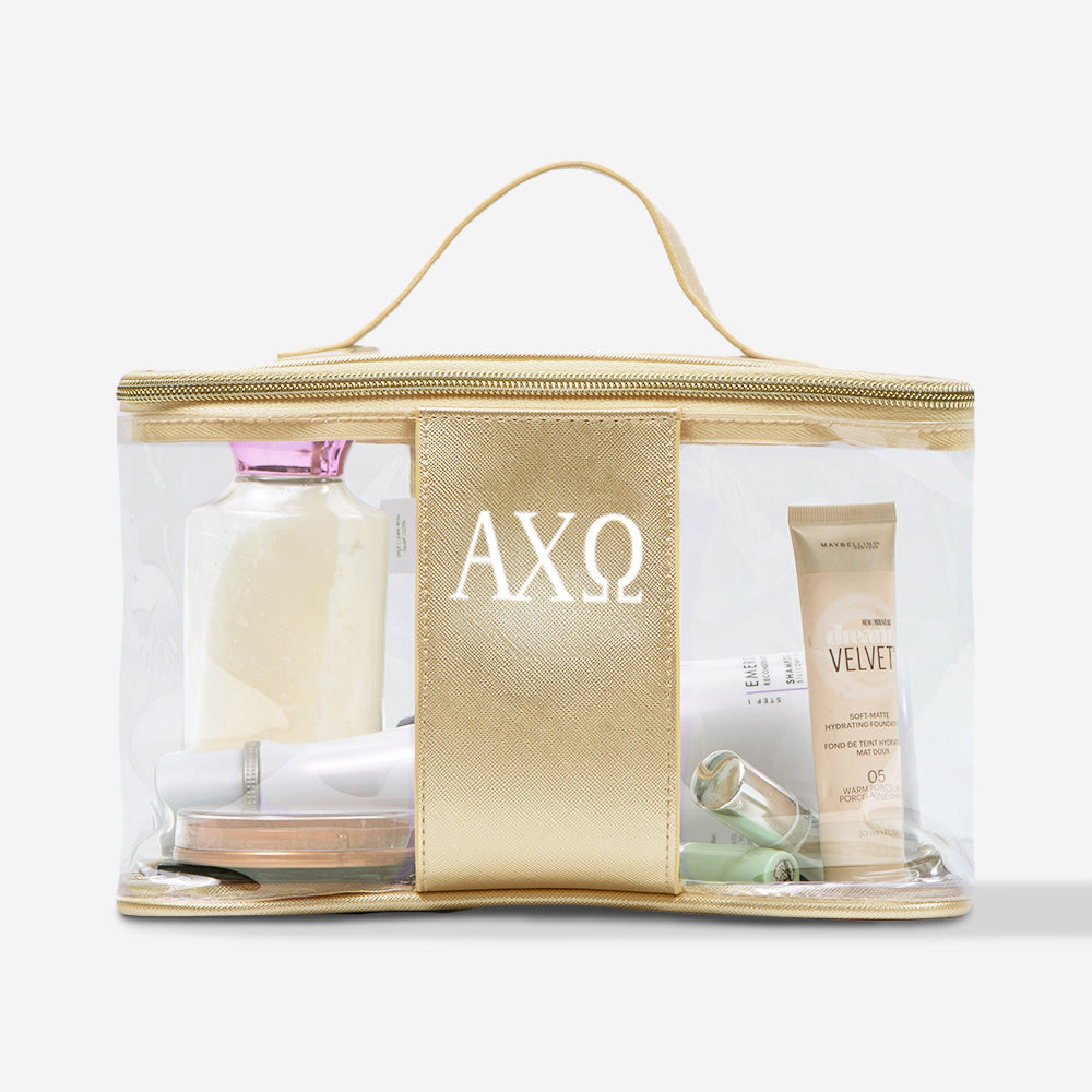 Alpha Chi Omega Clear Train Case | Monogrammed Sorority Travel Bag