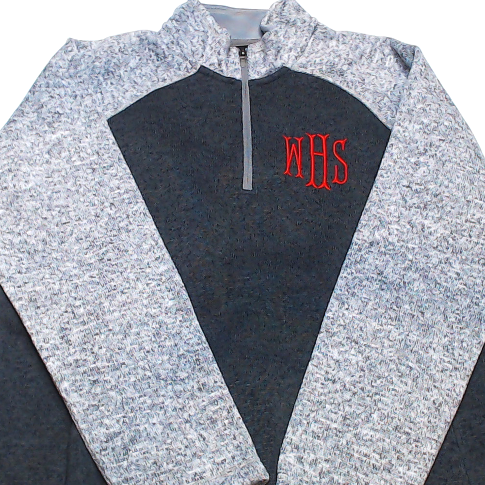 BLOOPER CLOTHING: Monogrammed Colorblock Quarter Zip Pullover