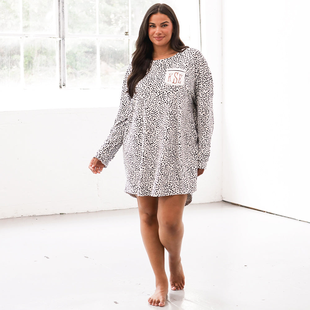 white leopard softspun nightgown on julia ann