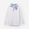 Monogrammed Quarter Zip Sweatshirt in Navy Seersucker